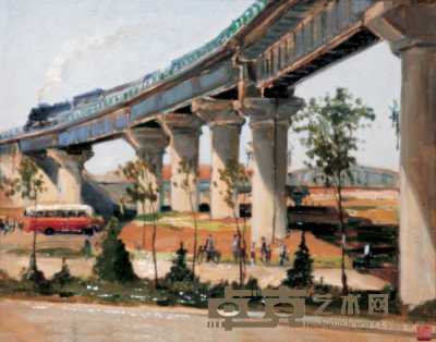钱延康 1963年作 跨线桥 27.5×35cm